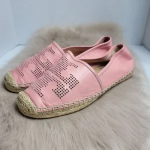 Tory Burch Pink  Perforated Leather Espadrille Flats