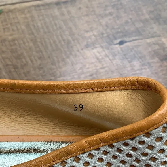TOSCA BLU Tan Weaved Leather Bow Flats 39