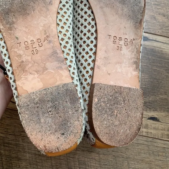 TOSCA BLU Tan Weaved Leather Bow Flats 39