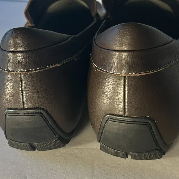 Toto NWOT SZ11 Elevator 2.2&quot; Higher Brown Leather Penny Loafer Moccasins Comfort