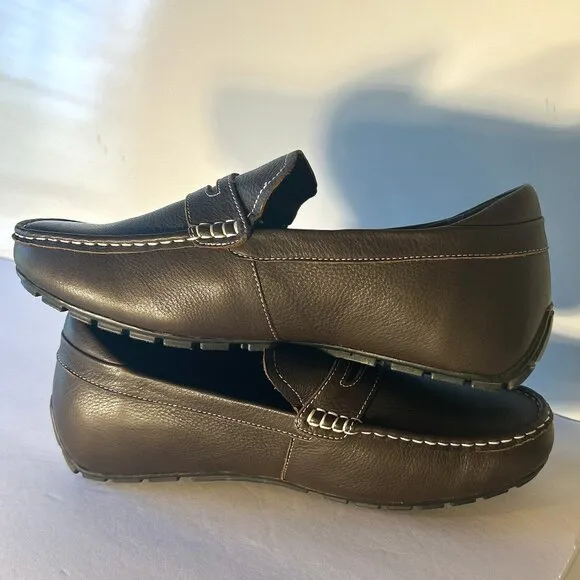 Toto NWOT SZ11 Elevator 2.2&quot; Higher Brown Leather Penny Loafer Moccasins Comfort