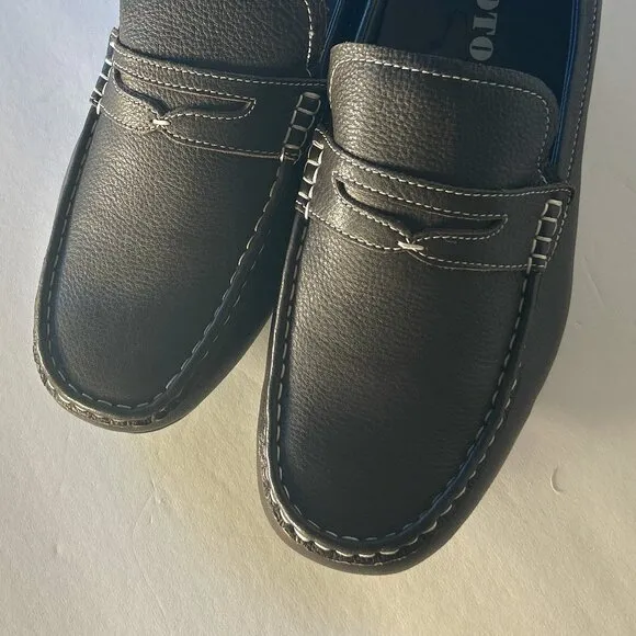 Toto NWOT SZ11 Elevator 2.2&quot; Higher Brown Leather Penny Loafer Moccasins Comfort