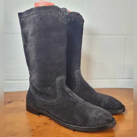 Trask audra Western Boho Mid-Calf Suede Flat Boots Size 8