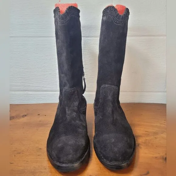 Trask audra Western Boho Mid-Calf Suede Flat Boots Size 8
