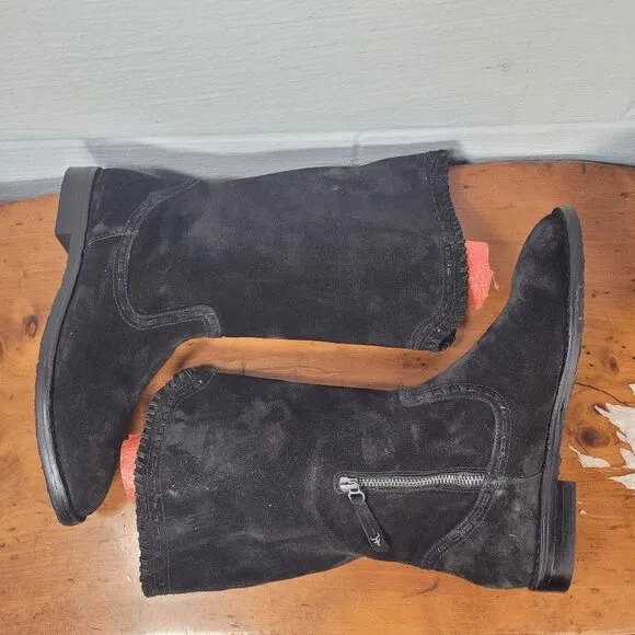 Trask audra Western Boho Mid-Calf Suede Flat Boots Size 8