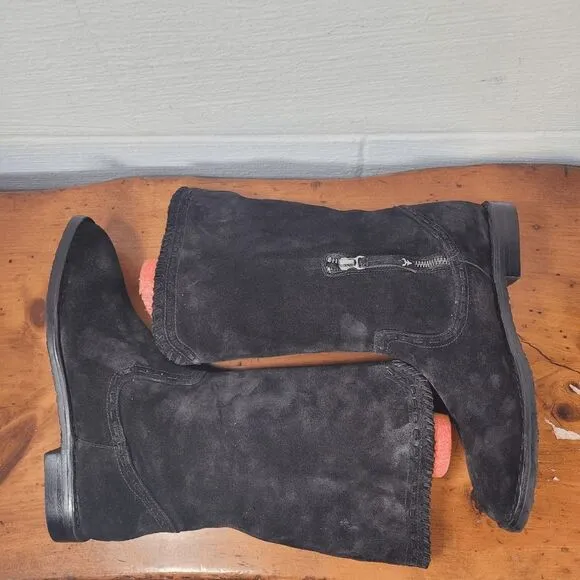 Trask audra Western Boho Mid-Calf Suede Flat Boots Size 8