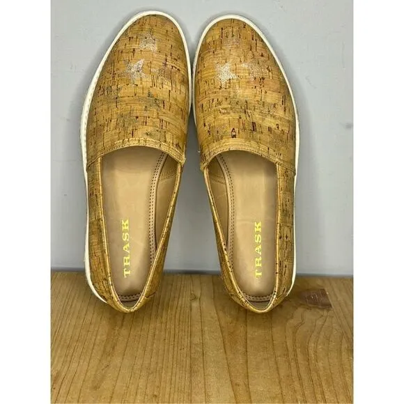 Trask Women's Cailyn Stars Cork Espadrille Flat Shoes Yellow Size 6.5