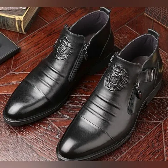 TrendsMen Meigao Black Casual Shoes Dual Zipper Size 44 US 10”