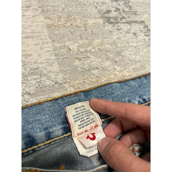 True Religion Joey Big T Rainbow Stitch Y2K Flare Jeans