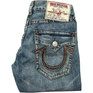 True Religion Joey Big T Rainbow Stitch Y2K Flare Jeans