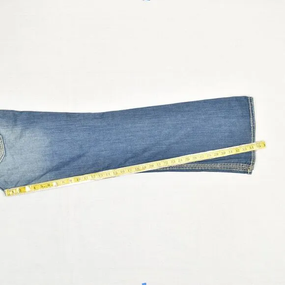 True Religion Men Jeans Zip Solid Bootcut Cotton Blend Blue Size 32x34 USA Made