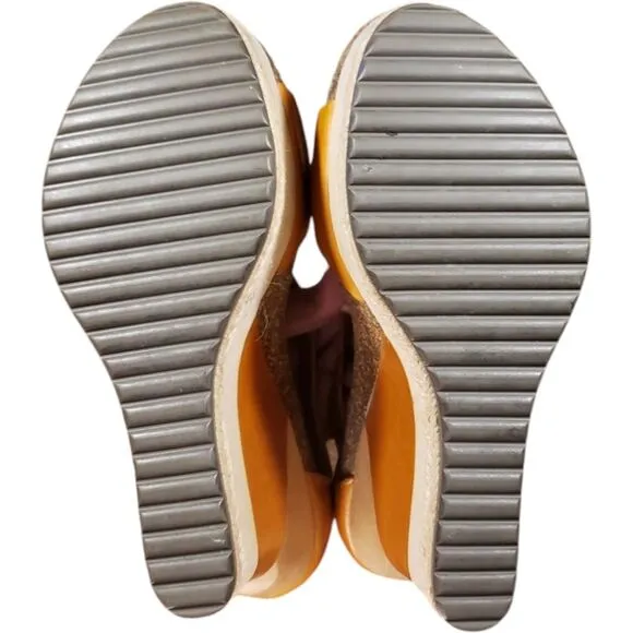 Tsubo Isara Leather / Wood Sculptural Wedges~$240