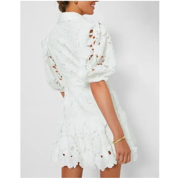 Tuckernuck En Saison Ivory White Ottis Lace Belted Mini Dress NWT Size Medium