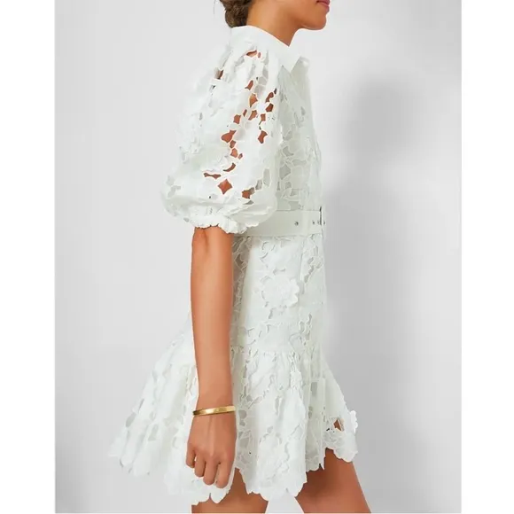 Tuckernuck En Saison Ivory White Ottis Lace Belted Mini Dress NWT Size Medium