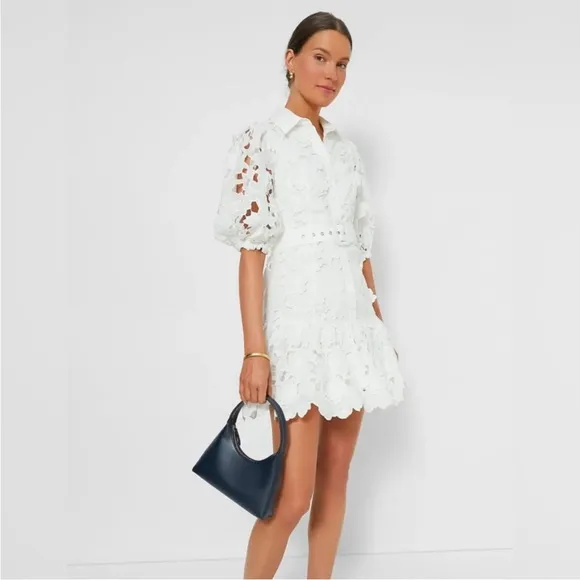 Tuckernuck En Saison Ivory White Ottis Lace Belted Mini Dress NWT Size Medium