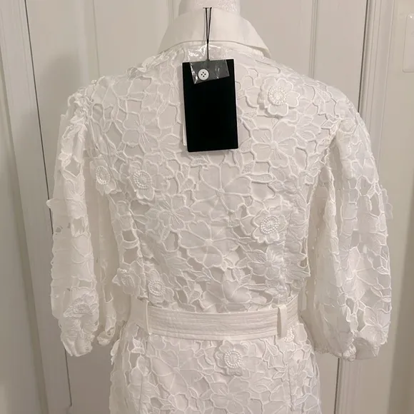 Tuckernuck En Saison Ivory White Ottis Lace Belted Mini Dress NWT Size Medium