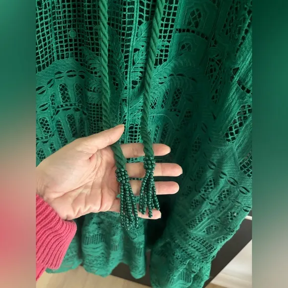Tuckernuck FARM RIO Morada Boa Guipire Maxi Dress Green NWT