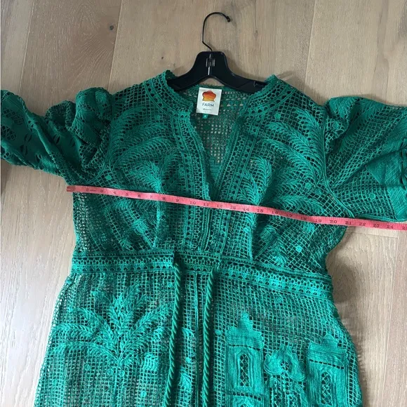 Tuckernuck FARM RIO Morada Boa Guipire Maxi Dress Green NWT