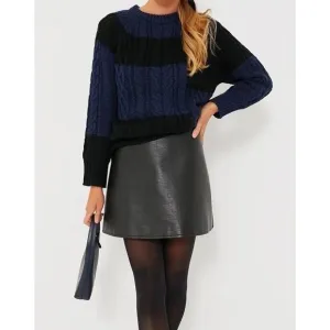 Tuckernuck NWT Color Block Cable Sweater Blue And Black Size Small