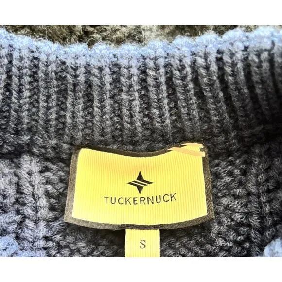 Tuckernuck NWT Color Block Cable Sweater Blue And Black Size Small