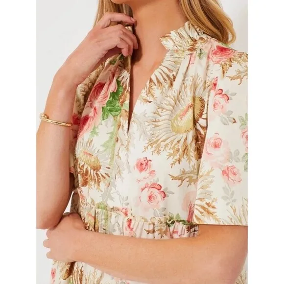 Tuckernuck Sun Faded Floral Crawford Mini Dress medium NEW cotton vacay Boho
