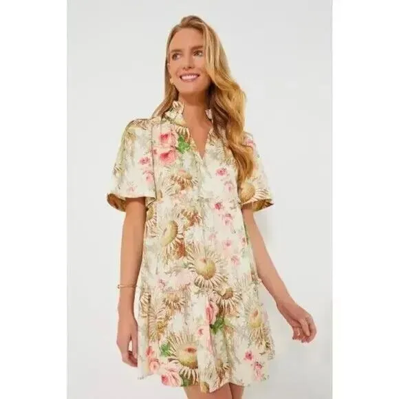 Tuckernuck Sun Faded Floral Crawford Mini Dress medium NEW cotton vacay Boho
