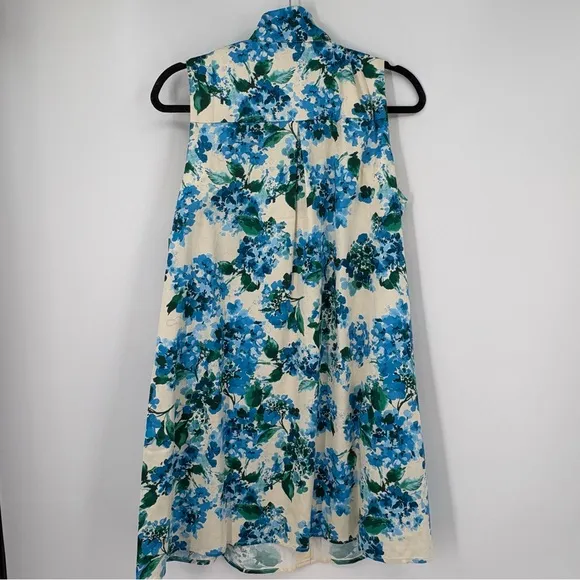 Tuckernuck Water's Edge Hydrangea Sleeveless Ivory Charlie Dress Size Large