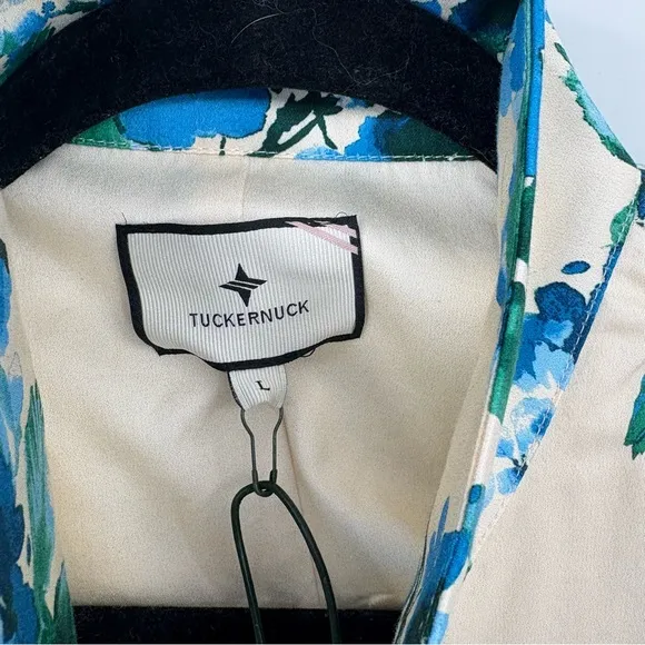 Tuckernuck Water's Edge Hydrangea Sleeveless Ivory Charlie Dress Size Large
