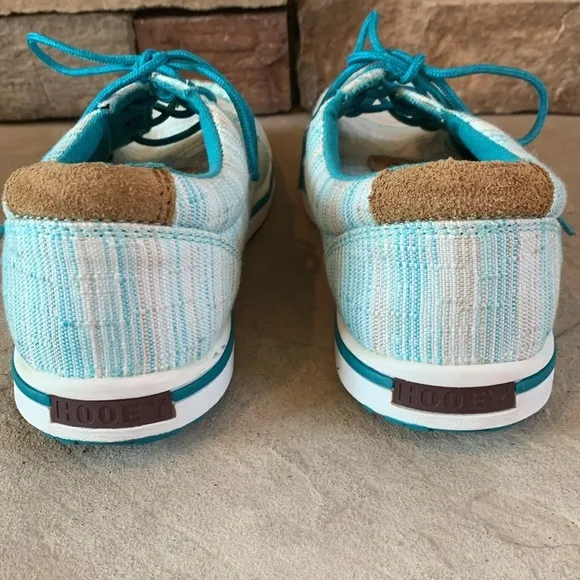 Twisted X Hooey turquoise and white lace up canvas shoes sz 7M
