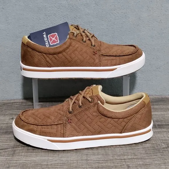 Twisted X Men's Kicks Shoes Size 8M Sierra Brown Quilted Leather MCA0066 NWOB