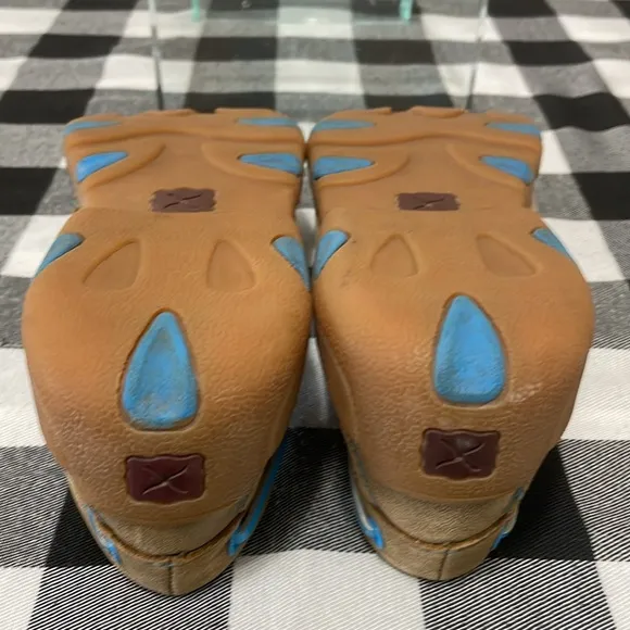 Twisted X Men's Leather Boat Shoe Driving Moccasins Size 6M Brown Blue Slip On
