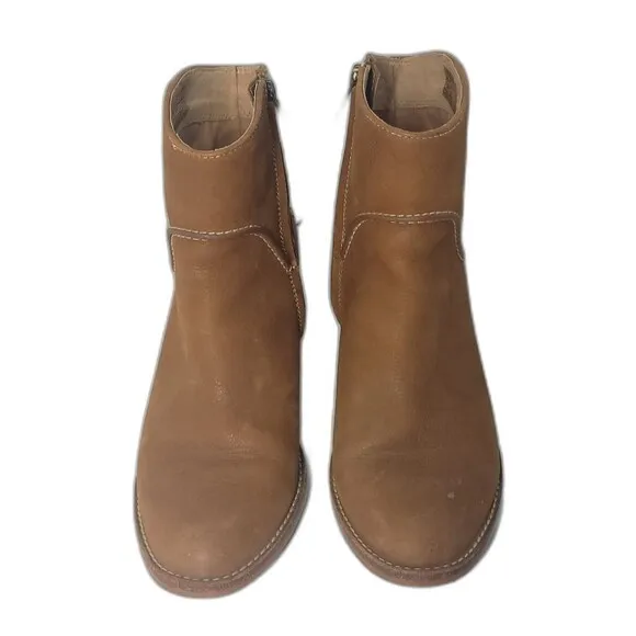 UGG Annie Chestnut Brown Tan Leather Heeled Ankle Booties Boots Women’s 8