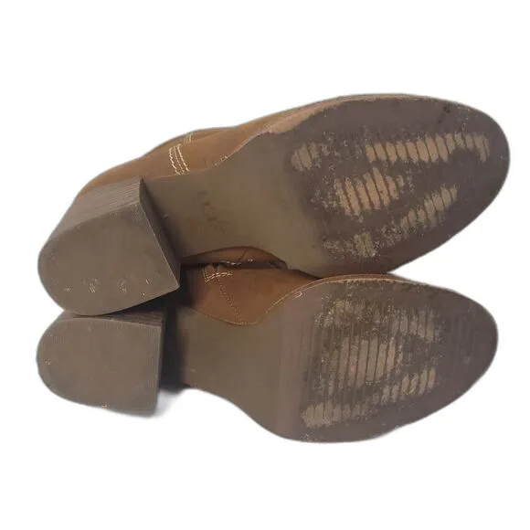UGG Annie Chestnut Brown Tan Leather Heeled Ankle Booties Boots Women’s 8