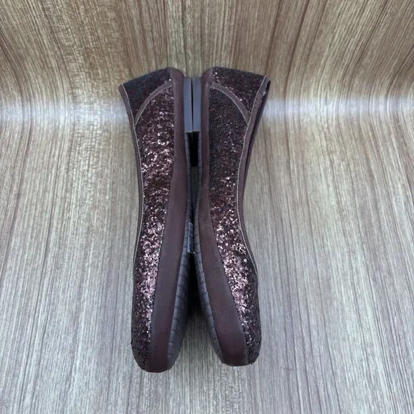 UGG ANTORA GLITTER WOMENS FLATS BROWN BRONZE/COPPER LEATHER SIZE 10