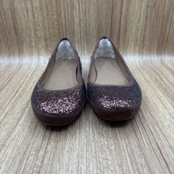 UGG ANTORA GLITTER WOMENS FLATS BROWN BRONZE/COPPER LEATHER SIZE 10
