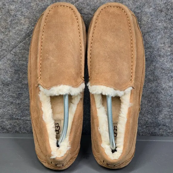UGG Ascot Suede Slippers Moccasins Indoor Outdoor Loafers Chestnut Size 12‎