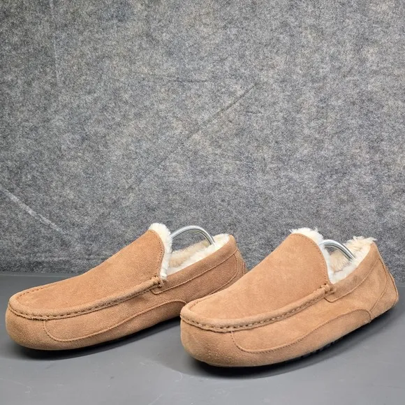 UGG Ascot Suede Slippers Moccasins Indoor Outdoor Loafers Chestnut Size 12‎