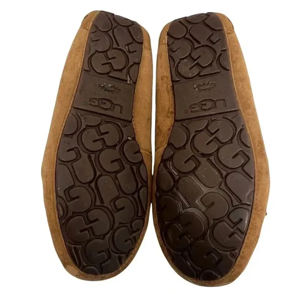 UGG Australia Dakota Suede Fur Lined Slip On Moccasins Loafers Chestnut Womens 8