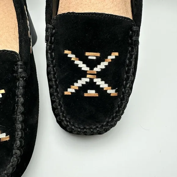 UGG Australia Women Calze Rustic Moccasins Suede Shoes Black Sz. 7 NWOB