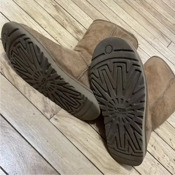 UGG Australia Womens Tall Boots Tan Leather Upper 5 Sheep Fur Warm Pull On Flat