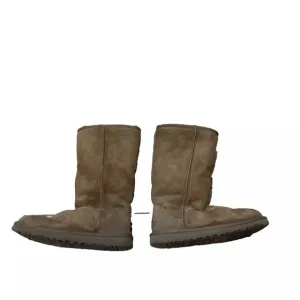 UGG Australia Womens Tall Boots Tan Leather Upper 5 Sheep Fur Warm Pull On Flat