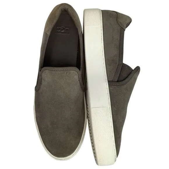 UGG Australia Shoes Gray Suede Leather Jass Sneakers Slip Flats On Women Sz 11