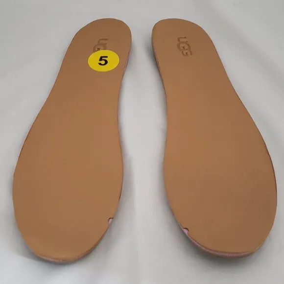 UGG Beige Shimmering Moccasins Slippers Bow Extra Insole sz 5 36 New