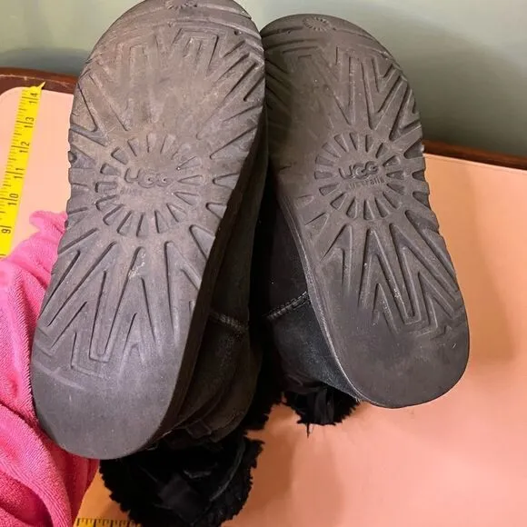 UGG Black Boots With Bows Size 8 WORN USED