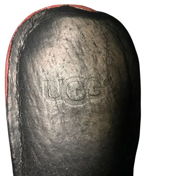 UGG Black Leather and Suede Heeled Harness