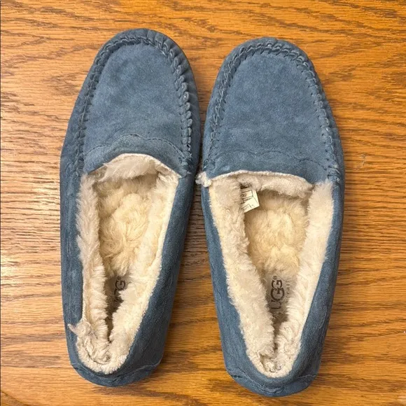 UGG Blue Suede Moccasins with Plush Lining