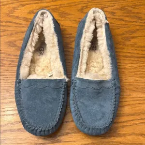 UGG Blue Suede Moccasins with Plush Lining