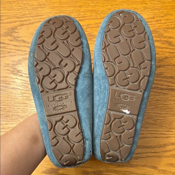 UGG Blue Suede Moccasins with Plush Lining
