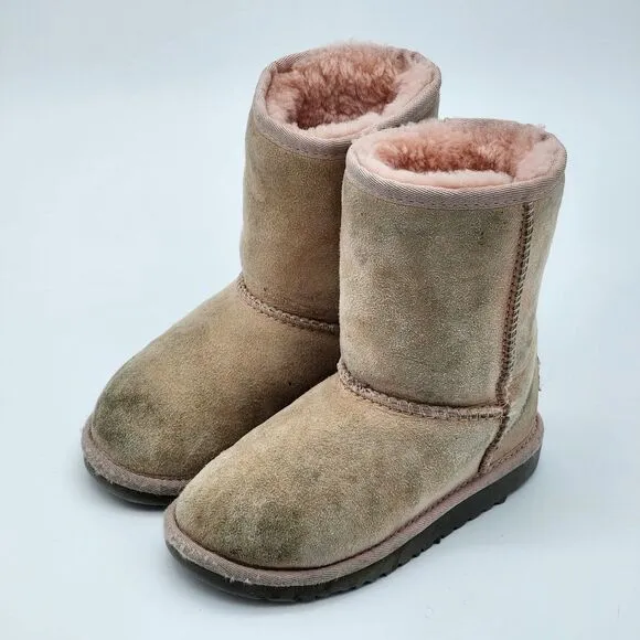 UGG Classic Kid's Baby Pink Suede Boots Size 12