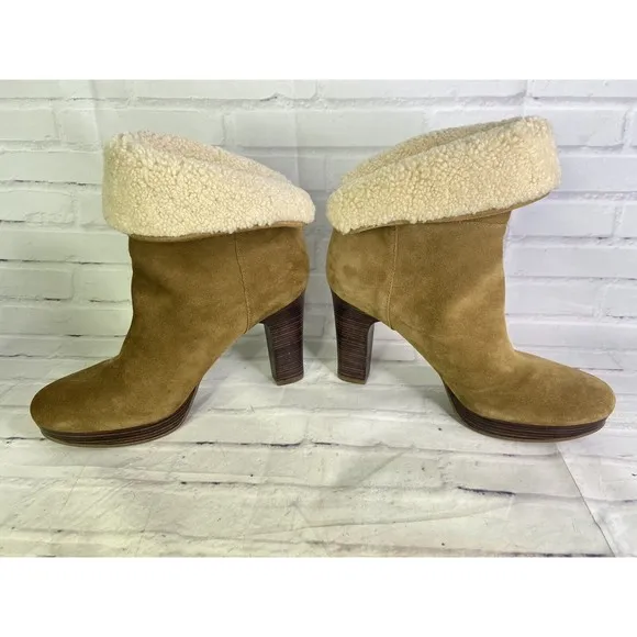 UGG Dandelion Ankle Chestnut Brown Suede Leather Boots Bootie Womens Size 11
